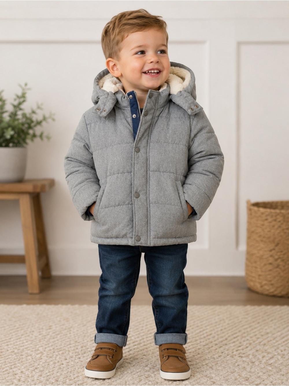 Baby Gap Warmest Light Heather Gray Jacket 2T Sherpa Lined Winter Cold Control